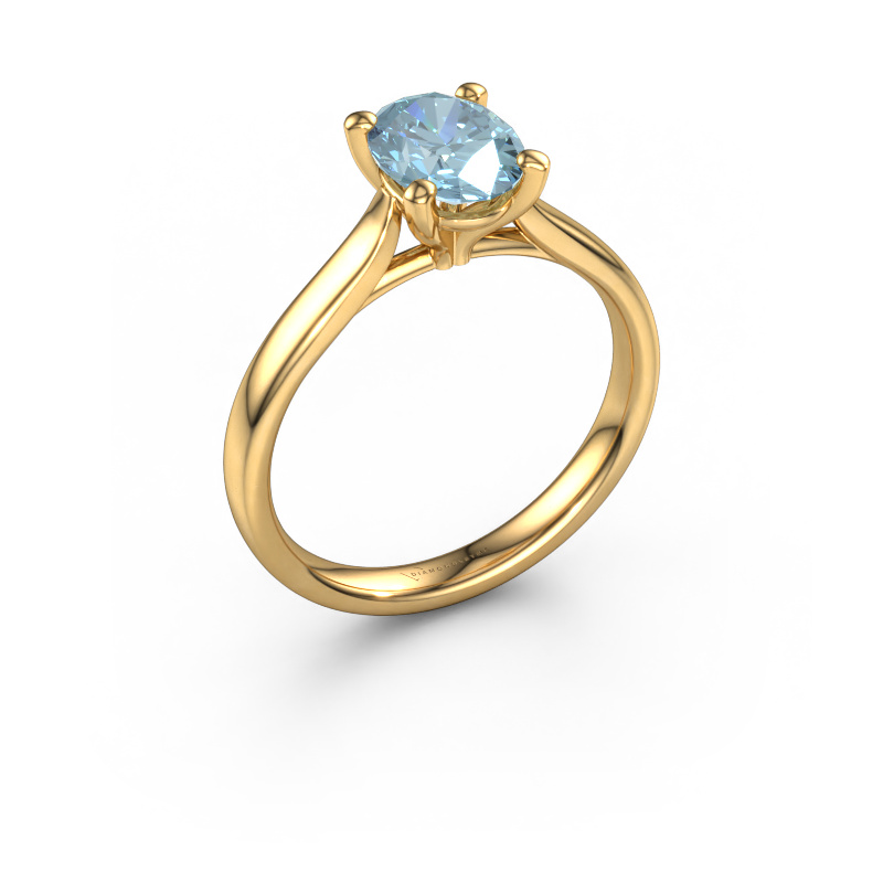 Image of Engagement ring Mignon OVL 1 585 gold Blue lab grown diamond 8x6 mm
