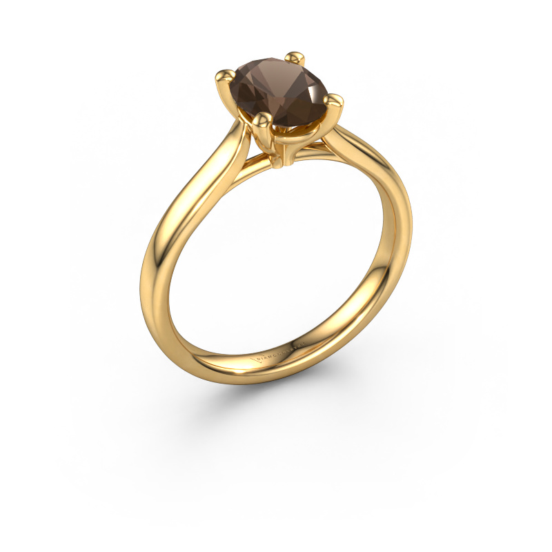 Bild von Verlobungsring Mignon ovl 1 585 Gold Rauchquarz 8x6 mm