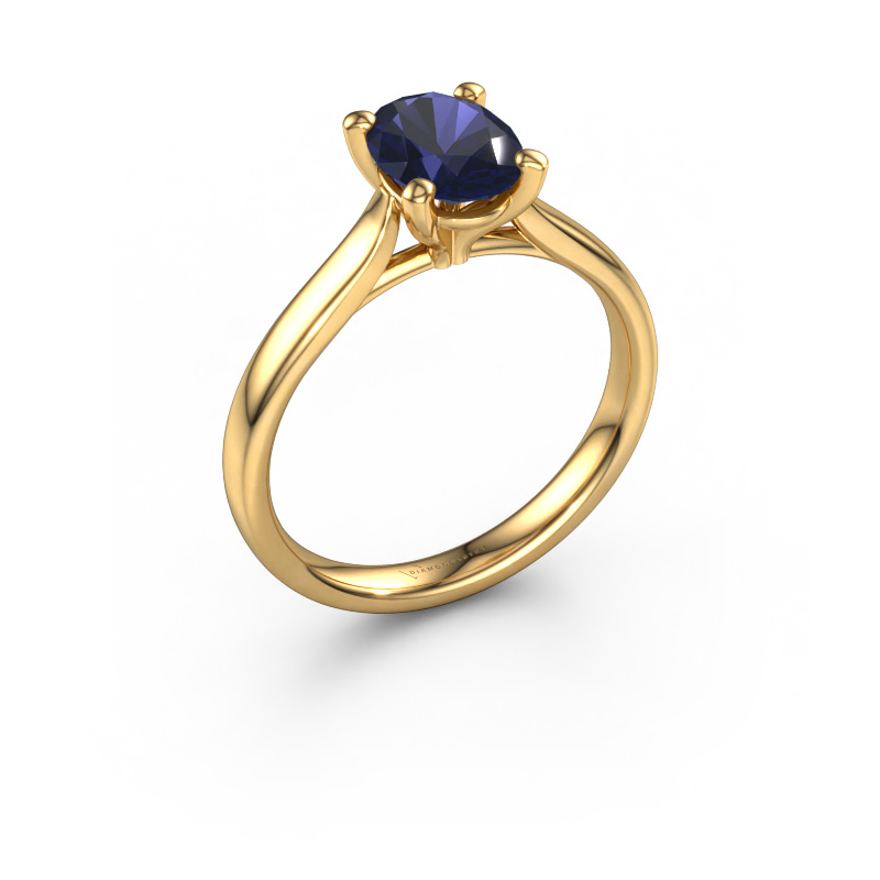 Image of Engagement ring Mignon ovl 1 585 gold Sapphire 8x6 mm