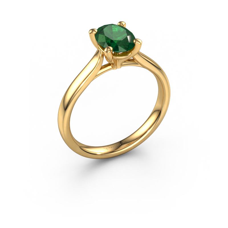 Bild von Verlobungsring Mignon ovl 1 585 Gold Smaragd 8x6 mm