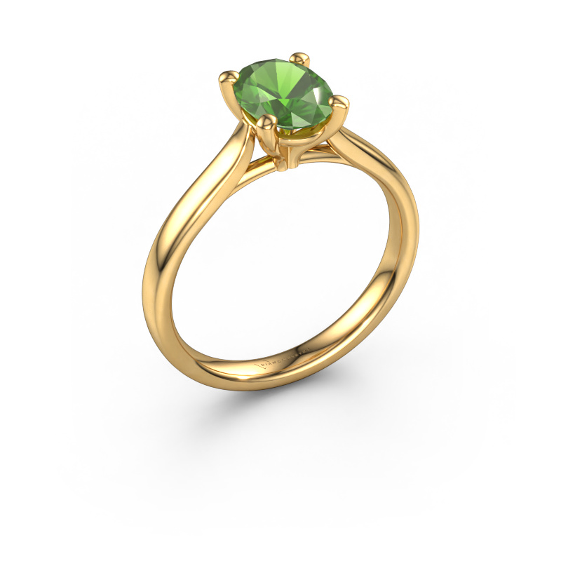 Bild von Verlobungsring Mignon OVL 1 585 Gold Turmalin grün 8x6 mm