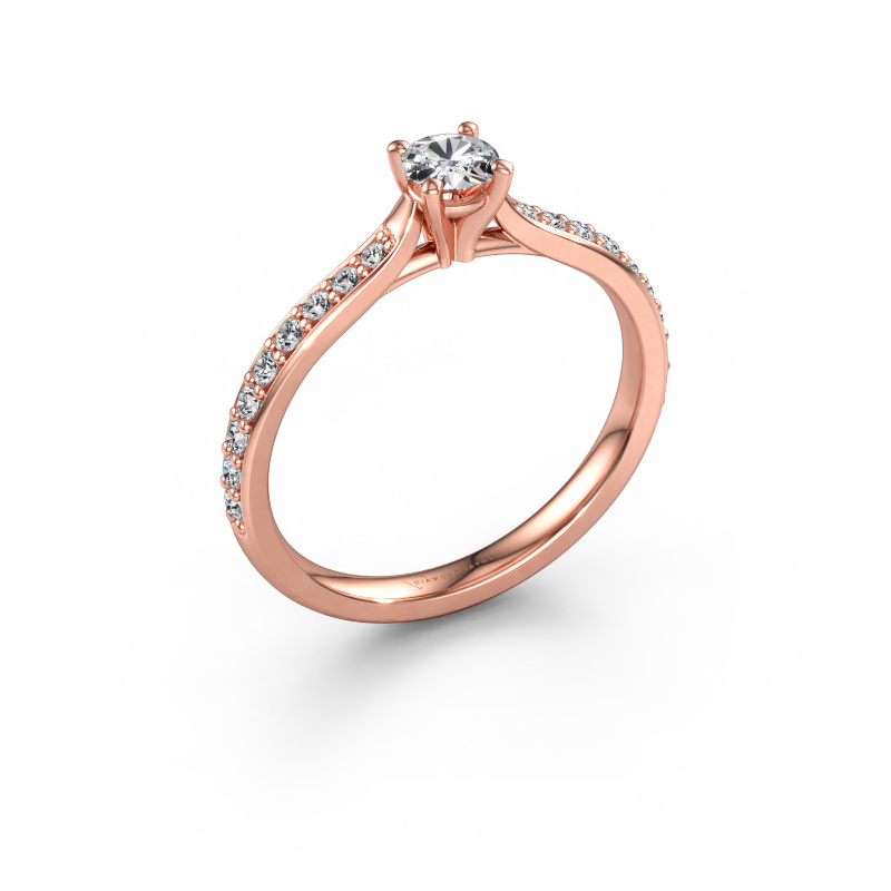 Immagine di Anello di fidanzamento Mignon RND 2 585 oro rosa Diamante 0.489 crt