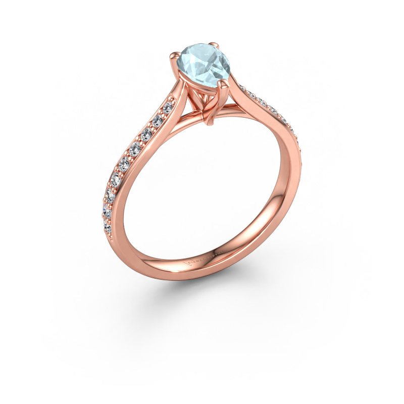 Immagine di Anello di fidanzamento Mignon PER 2 585 oro rosa Acquamarina 6.5x4.5 mm