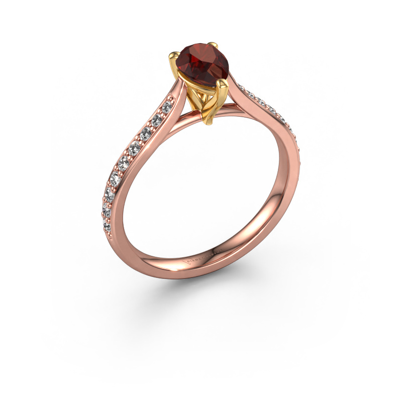 Image of Engagement ring Mignon per 2 585 rose gold Garnet 6.5x4.5 mm