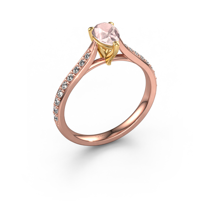 Image of Engagement ring Mignon per 2 585 rose gold Morganite champagne 6.5x4.5 mm
