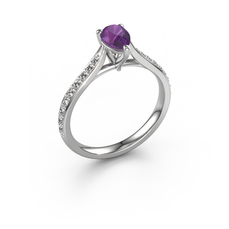 Bild von Verlobungsring Mignon per 2 950 Platin Amethyst 6.5x4.5 mm