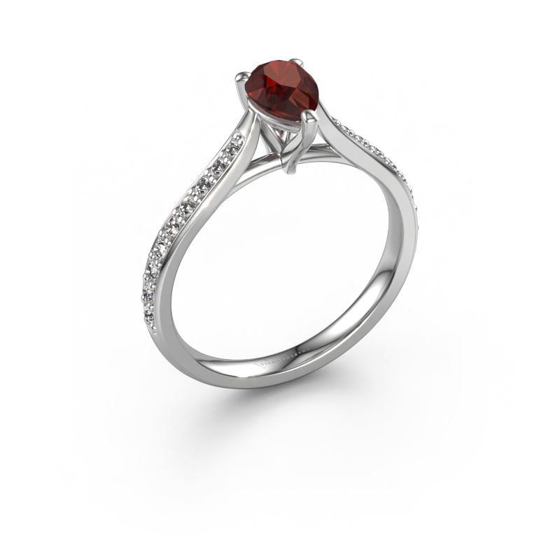 Image of Engagement ring Mignon per 2 950 platinum Garnet 6.5x4.5 mm