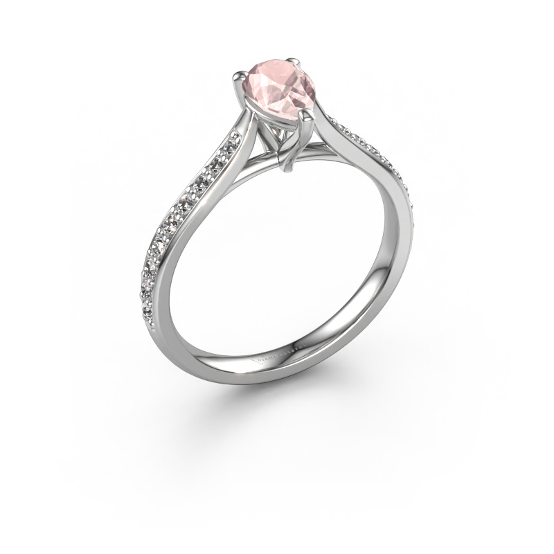 Image of Engagement ring Mignon per 2 950 platinum Morganite champagne 6.5x4.5 mm