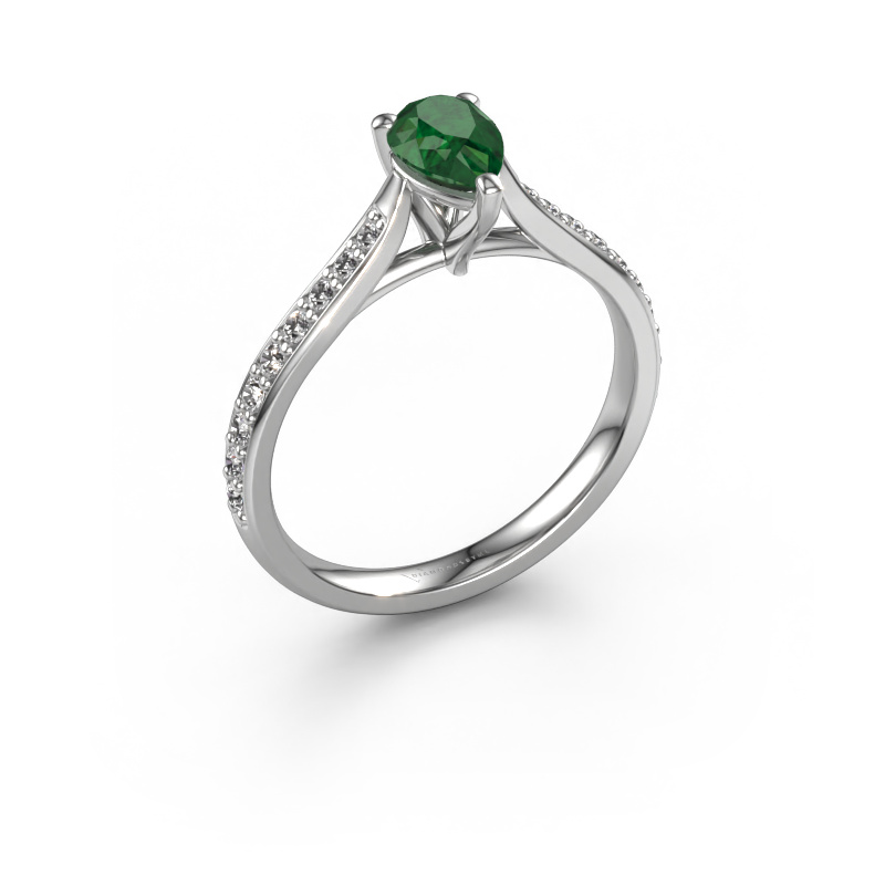 Image of Engagement ring Mignon per 2 950 platinum Emerald 6.5x4.5 mm