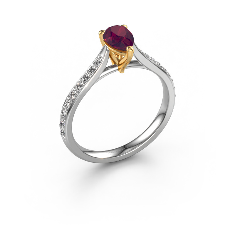 Image de Bague de fiançailles Mignon per 2 585 or blanc Rhodolite 6.5x4.5 mm