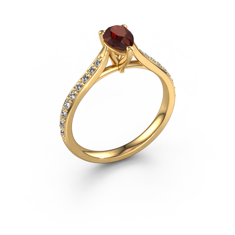 Image of Engagement ring Mignon per 2 585 gold Garnet 6.5x4.5 mm