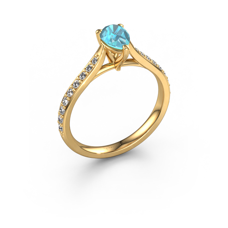 Bild von Verlobungsring Mignon per 2 585 Gold Blau Topas 6.5x4.5 mm
