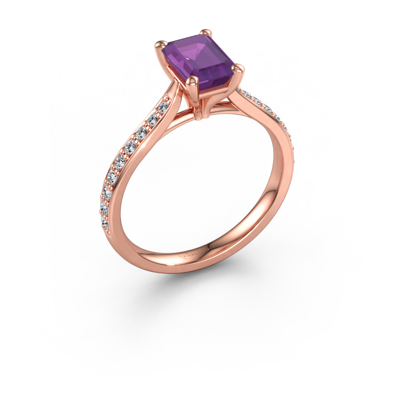 Immagine di Anello di fidanzamento Mignon EME 2 585 oro rosa Ametista 7x5 mm