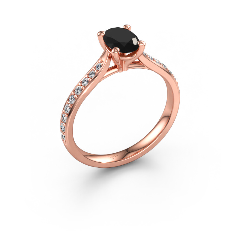 Immagine di Anello di fidanzamento Mignon OVL 2 585 oro rosa Diamante nero 1.289 crt