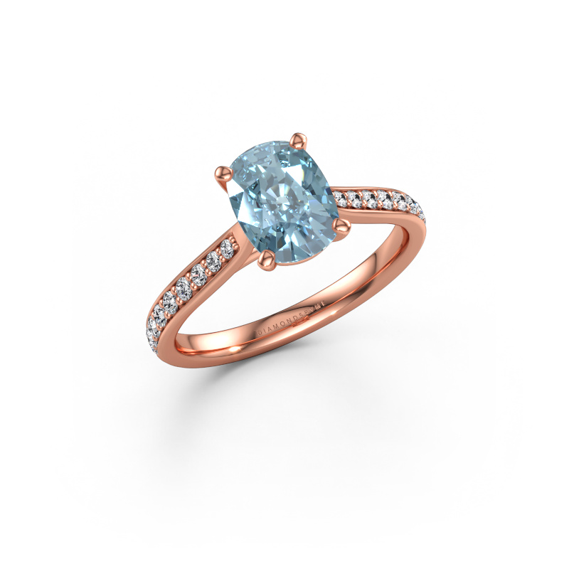 Immagine di Anello di fidanzamento Mignon CSH 2 585 oro rosa Diamante lab grown blu 8x6 mm