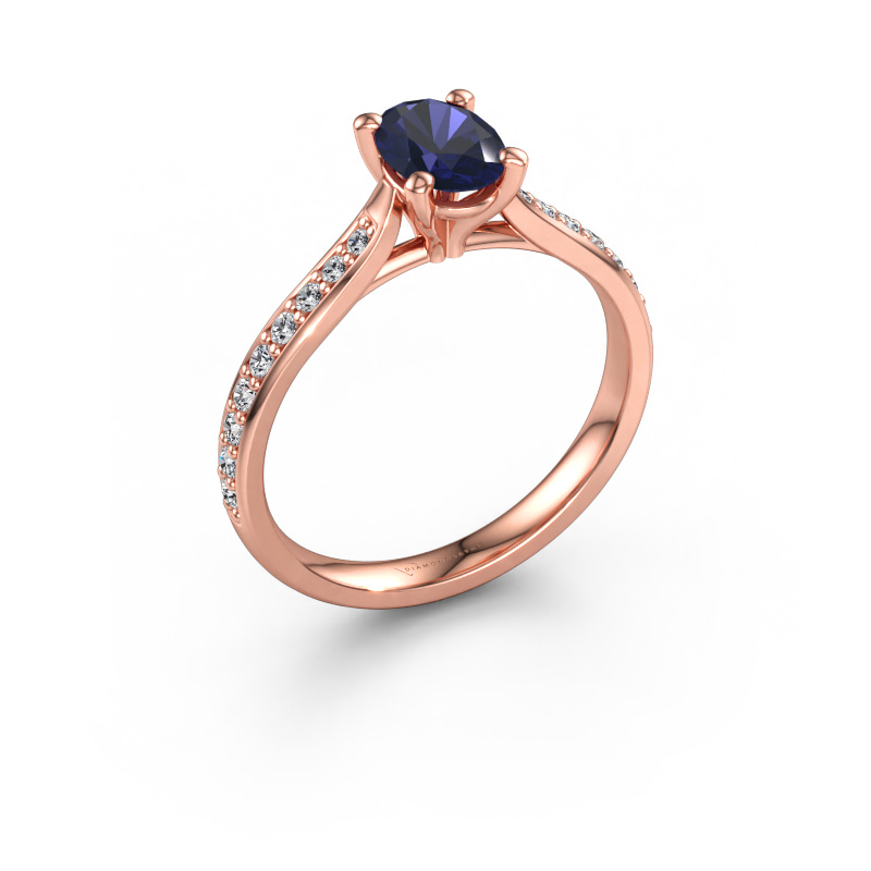 Immagine di Anello di fidanzamento Mignon OVL 2 585 oro rosa Zaffiro 7x5 mm