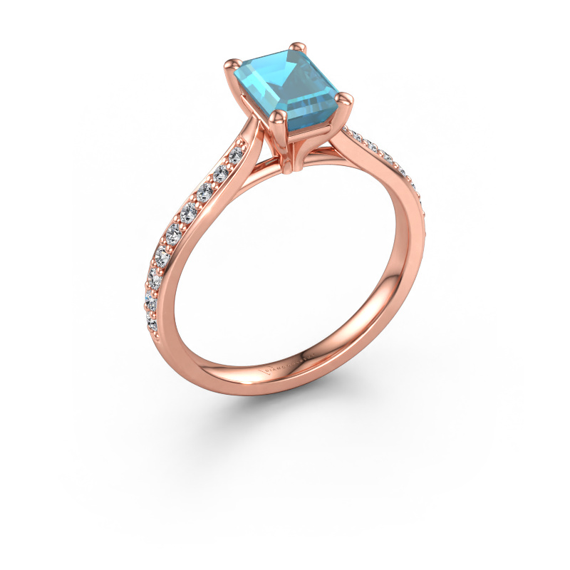 Bild av Förlovningsring Mignon EME 2 585 roséguld Blå topas 7x5 mm