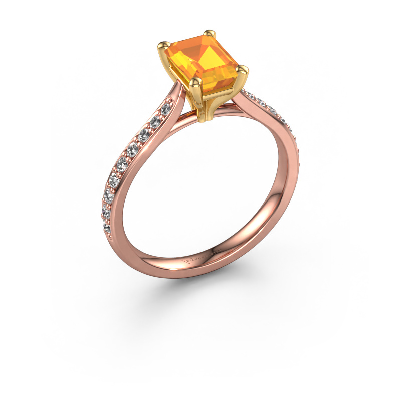 Image de Bague de fiançailles Mignon eme 2 585 or rose Citrine 7x5 mm