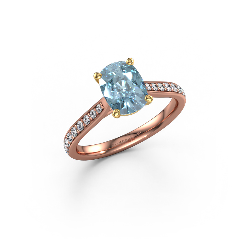 Afbeelding van Verlovingsring Mignon CSH 2 585 rosé goud Blauwe lab grown diamant 8x6 mm