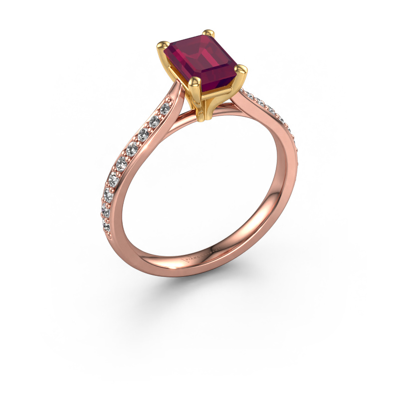 Bild von Verlobungsring Mignon eme 2 585 Roségold Rhodolit 7x5 mm