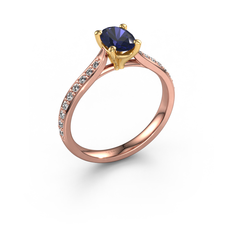 Image of Engagement ring Mignon ovl 2 585 rose gold Sapphire 7x5 mm