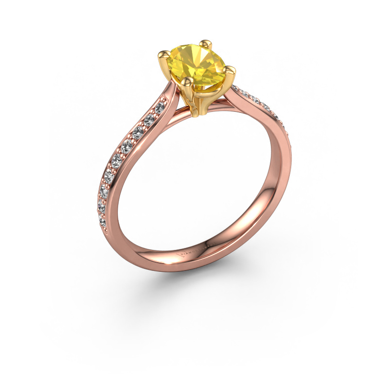 Bild von Verlobungsring Mignon ovl 2 585 Roségold Gelb Saphir 7x5 mm