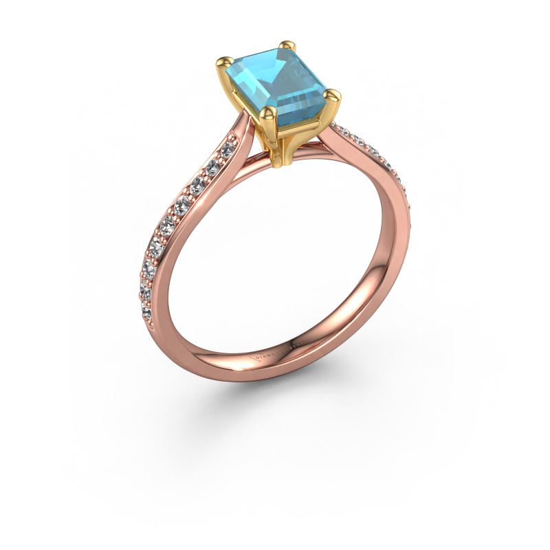 Bild von Verlobungsring Mignon eme 2 585 Roségold Blau Topas 7x5 mm
