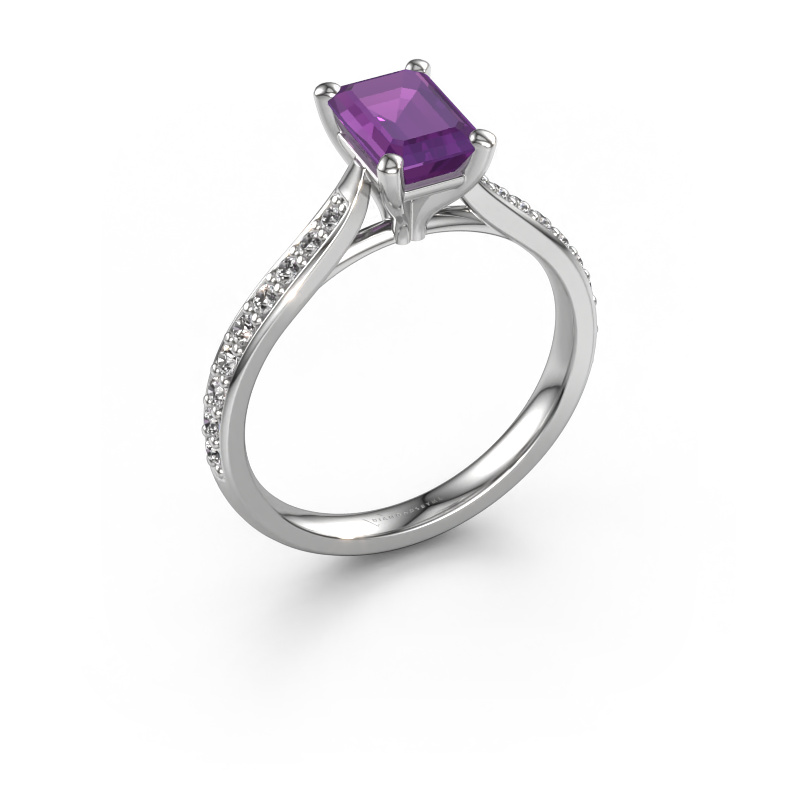 Image of Engagement ring Mignon eme 2 950 platinum Amethyst 7x5 mm