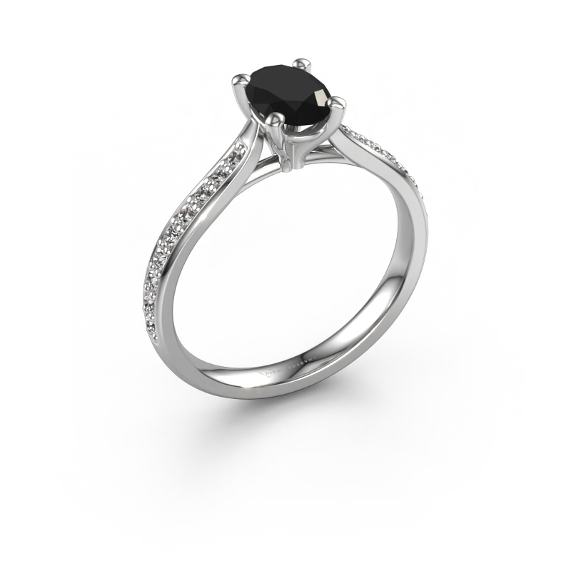 Image of Engagement ring Mignon ovl 2 950 platinum Black diamond 1.289 crt