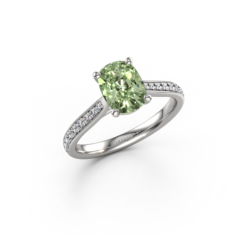 Afbeelding van Verlovingsring Mignon CSH 2 950 platina Groene lab grown diamant 8x6 mm
