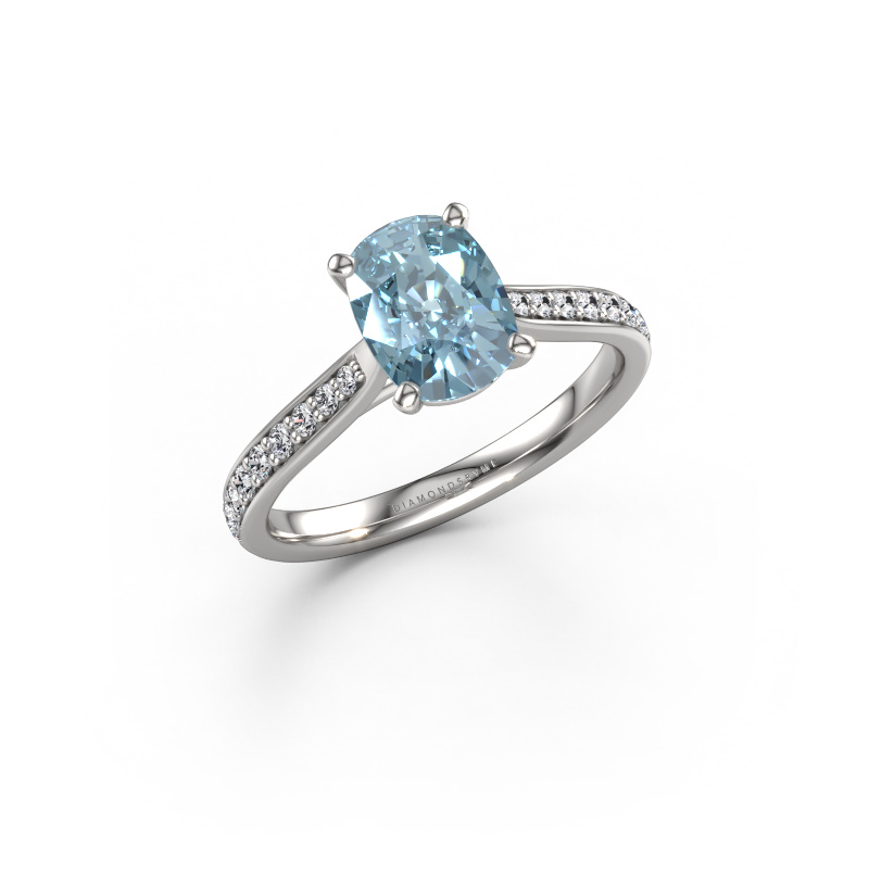 Afbeelding van Verlovingsring Mignon CSH 2 950 Platina Blauwe lab grown diamant 8x6 mm