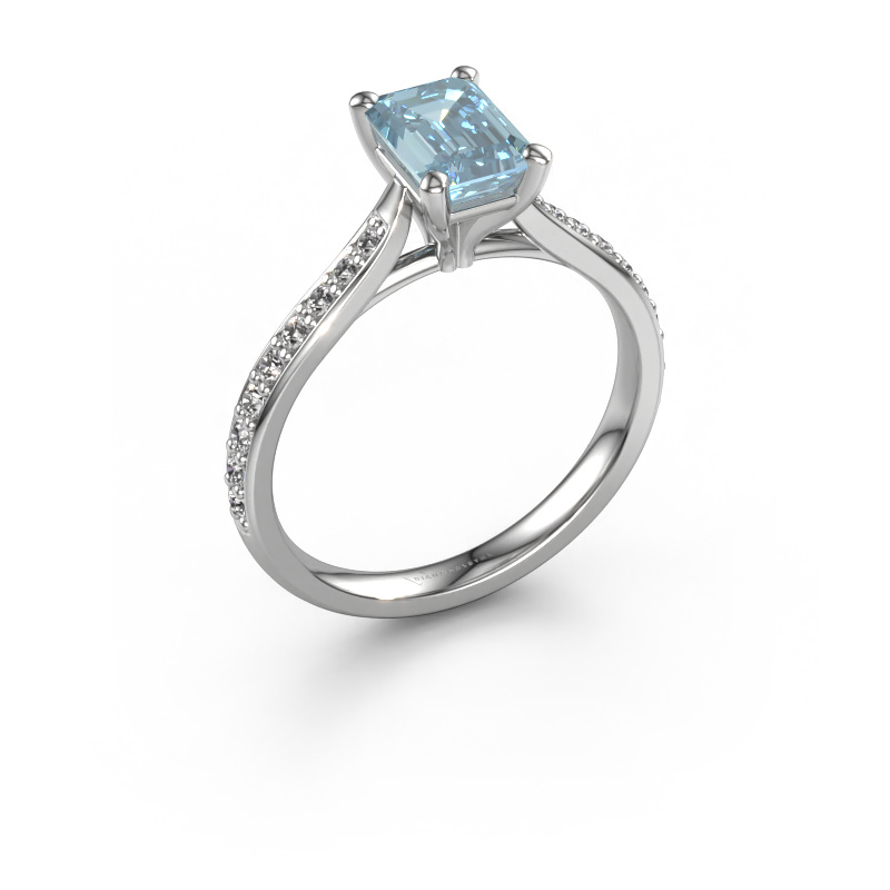 Bild von Verlobungsring Mignon eme 2 950 Platin Blauer Labordiamant 7x5 mm