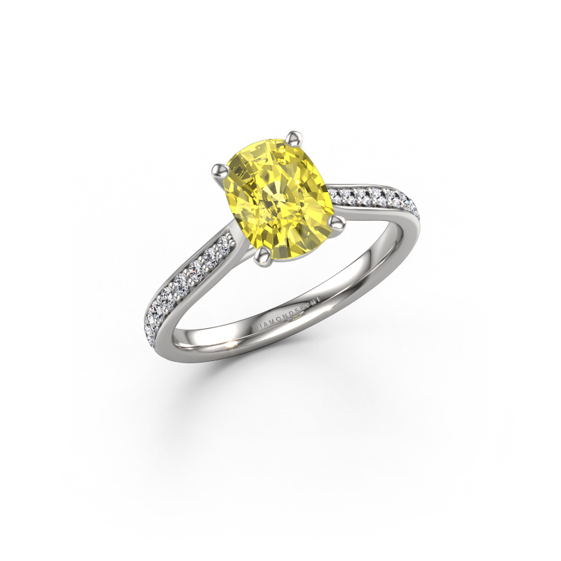 Image of Engagement ring Mignon CSH 2 950 platinum Yellow lab grown diamond 8x6 mm