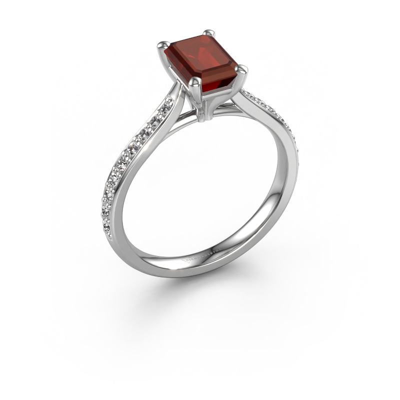 Image of Engagement ring Mignon eme 2 950 platinum Garnet 7x5 mm