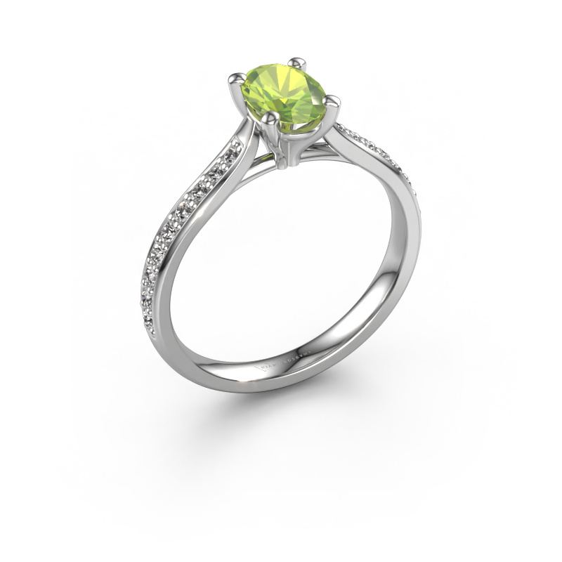 Image of Engagement ring Mignon ovl 2 950 platinum Peridot 7x5 mm