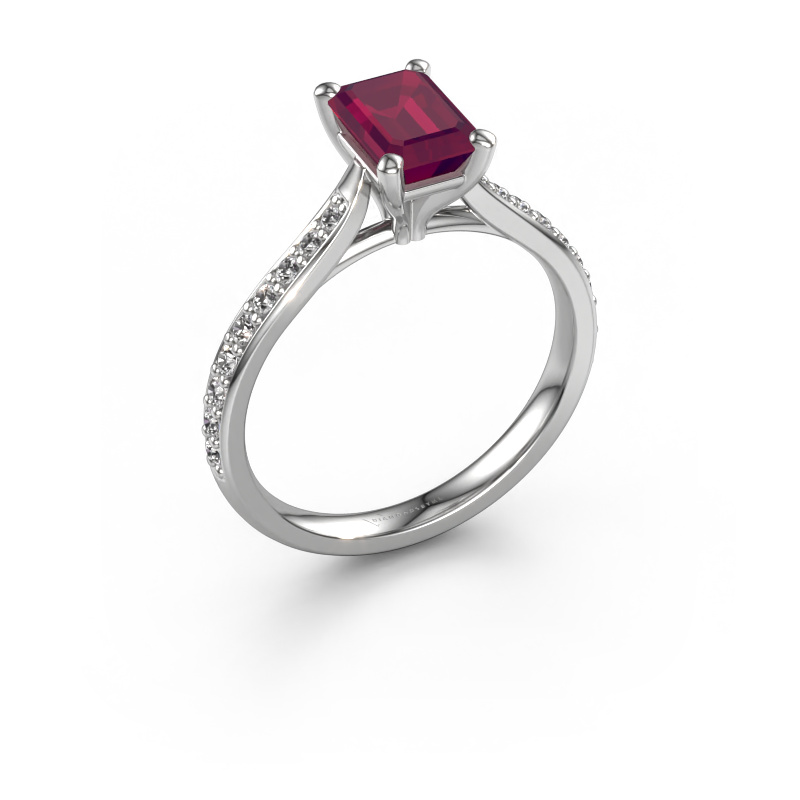 Image de Bague de fiançailles Mignon eme 2 950 platine Rhodolite 7x5 mm