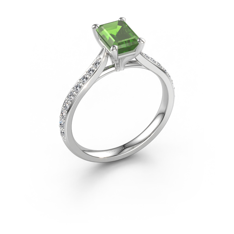 Bild av Förlovningsring Mignon EME 2 950 platina Grön turmalin 7x5 mm