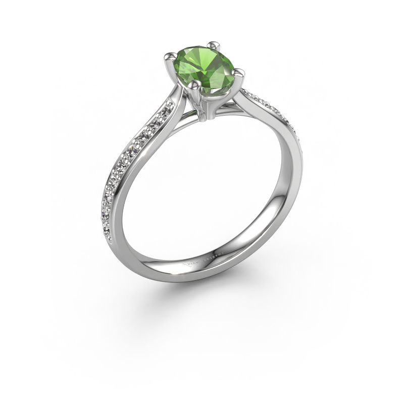 Image of Engagement ring Mignon ovl 2 950 platinum Tourmaline green 7x5 mm