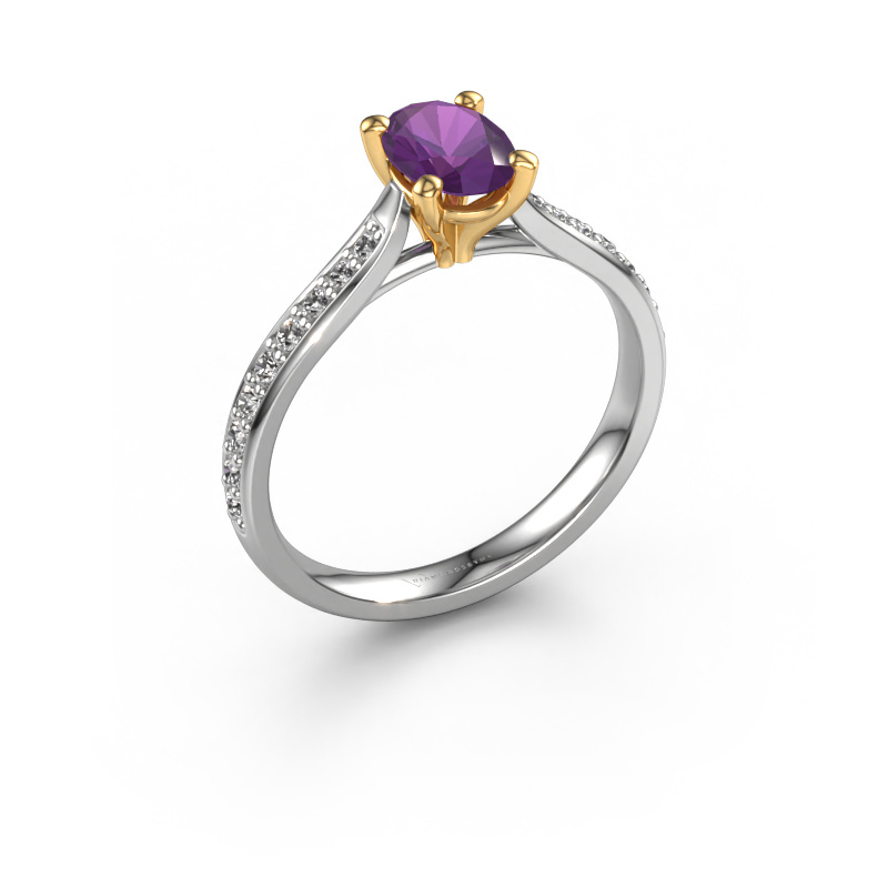 Image of Engagement ring Mignon ovl 2 585 white gold Amethyst 7x5 mm
