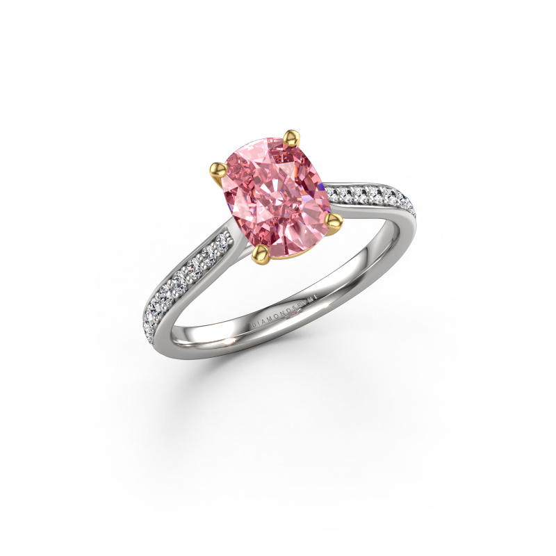 Image of Engagement ring Mignon CSH 2 585 white gold Pink lab grown diamond 8x6 mm