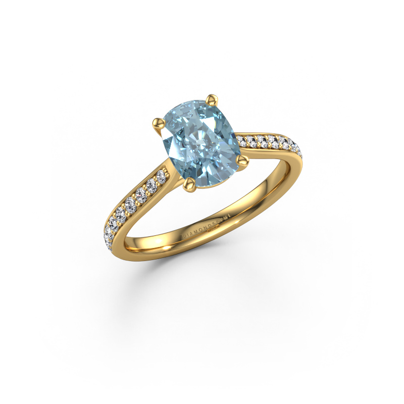 Image of Engagement ring Mignon CSH 2 585 gold Blue lab grown diamond 8x6 mm