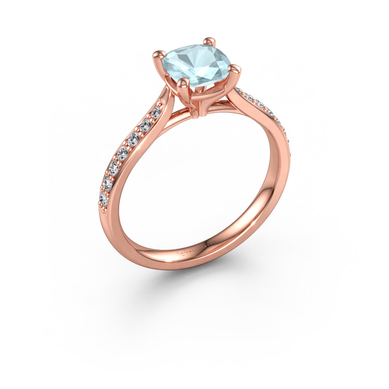 Immagine di Anello di fidanzamento Mignon CUS 2 585 oro rosa Acquamarina 6 mm