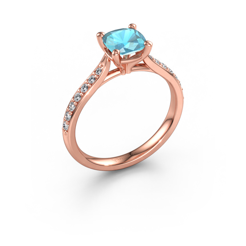 Immagine di Anello di fidanzamento Mignon CUS 2 585 oro rosa Topazio blu 6 mm