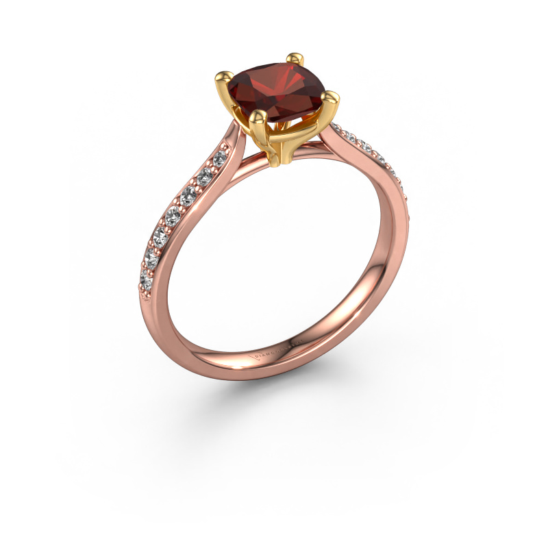 Image of Engagement ring Mignon cus 2 585 rose gold Garnet 6 mm