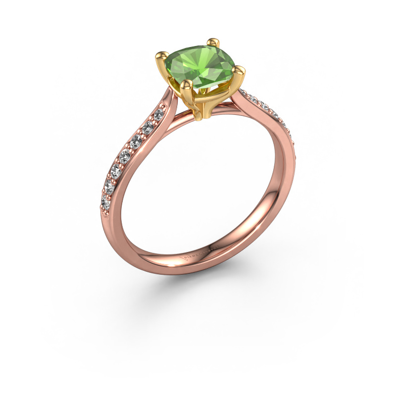 Bild von Verlobungsring Mignon cus 2 585 Roségold Turmalin grün 6 mm