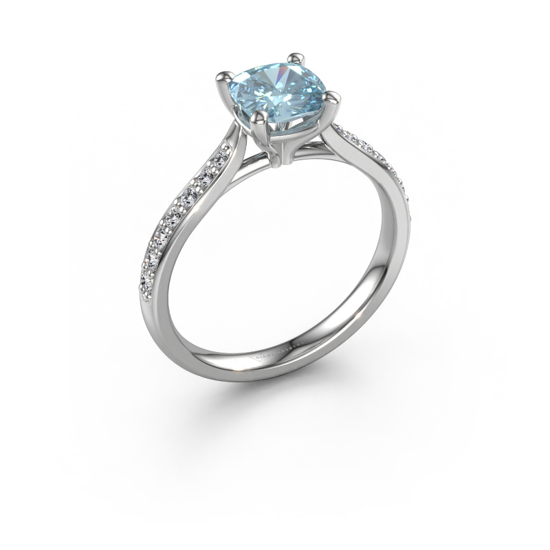 Afbeelding van Verlovingsring Mignon CUS 2 950 platina Blauwe lab grown diamant 6 mm