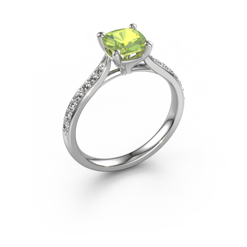 Bild von Verlobungsring Mignon cus 2 950 Platin Peridot 6 mm