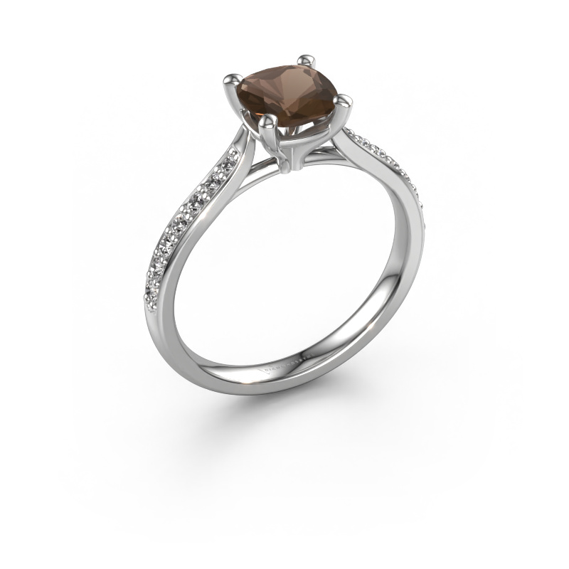 Image de Bague de fiançailles Mignon cus 2 950 platine Quartz fumé 6 mm