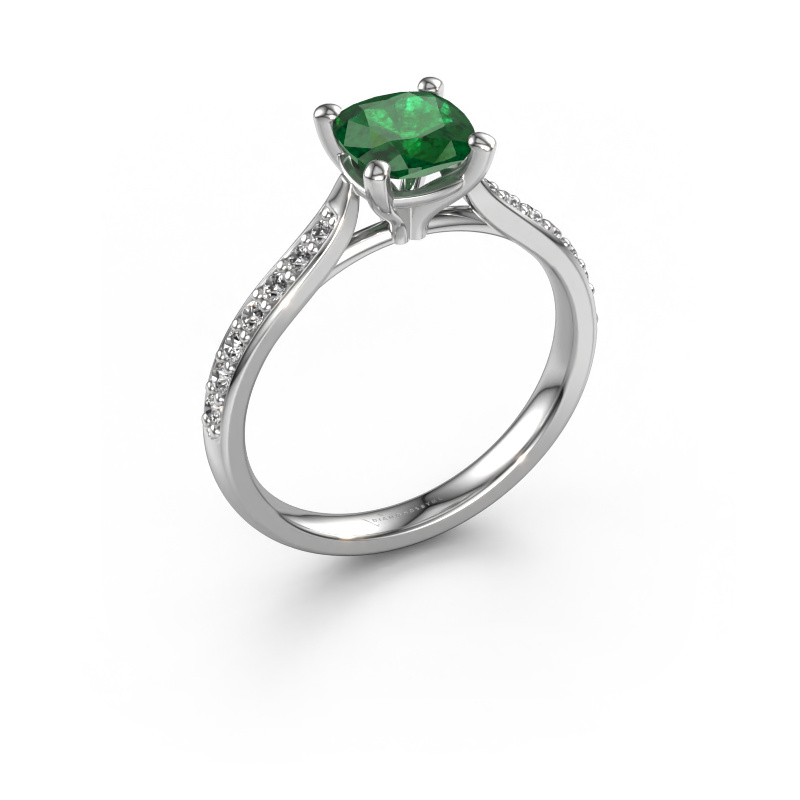 Image of Engagement ring Mignon cus 2 950 platinum Emerald 6 mm