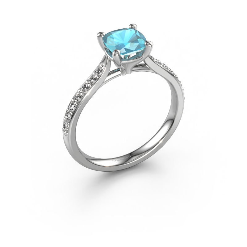 Bild von Verlobungsring Mignon cus 2 950 Platin Blau Topas 6 mm